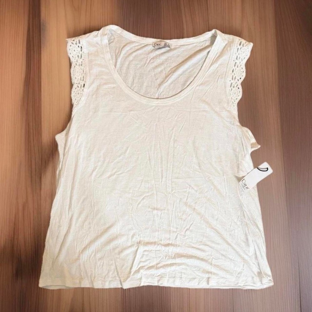 NWT Dex Women's X Eyelet Crochet Tank Top White Sleeveless